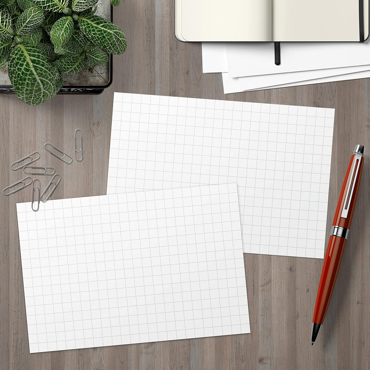 321Done Graph Index Cards, 4x6, Set of 50, 0.25" Grid Squares, White