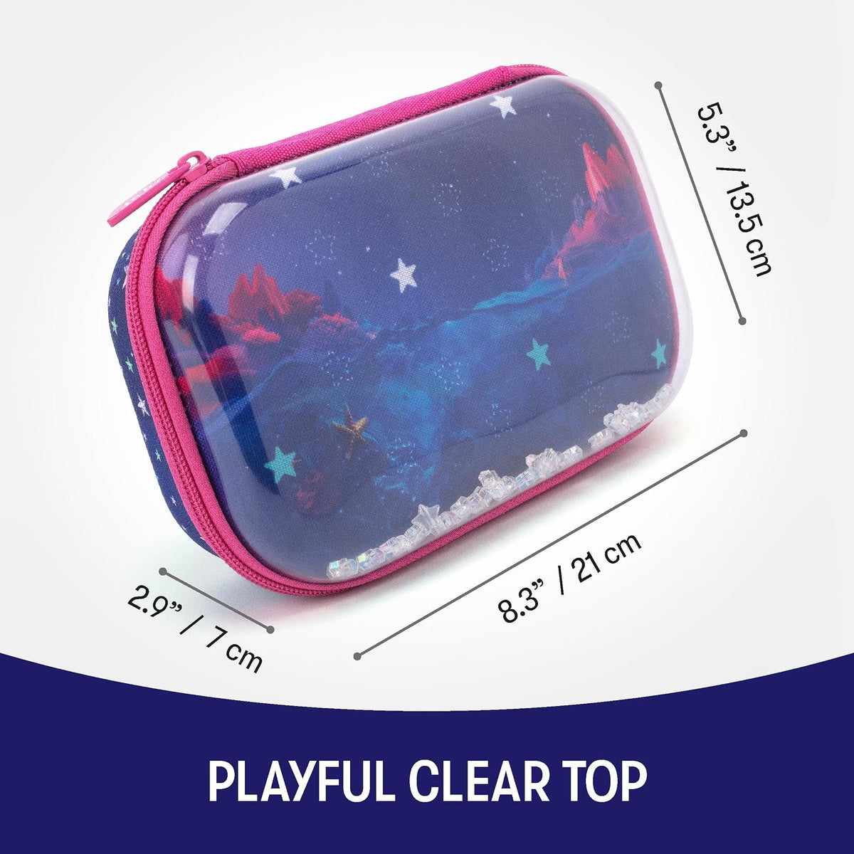 ZIPIT Clear Top Pencil Case for Girls, Durable Pencil Box for School, Stars