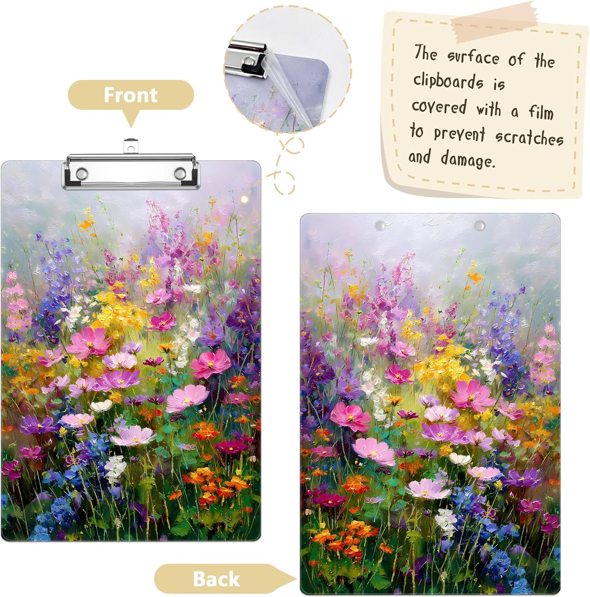 Floral Plastic Clipboards,Decorative Plastic Acrylic Clipboard for Teacher Social Worker