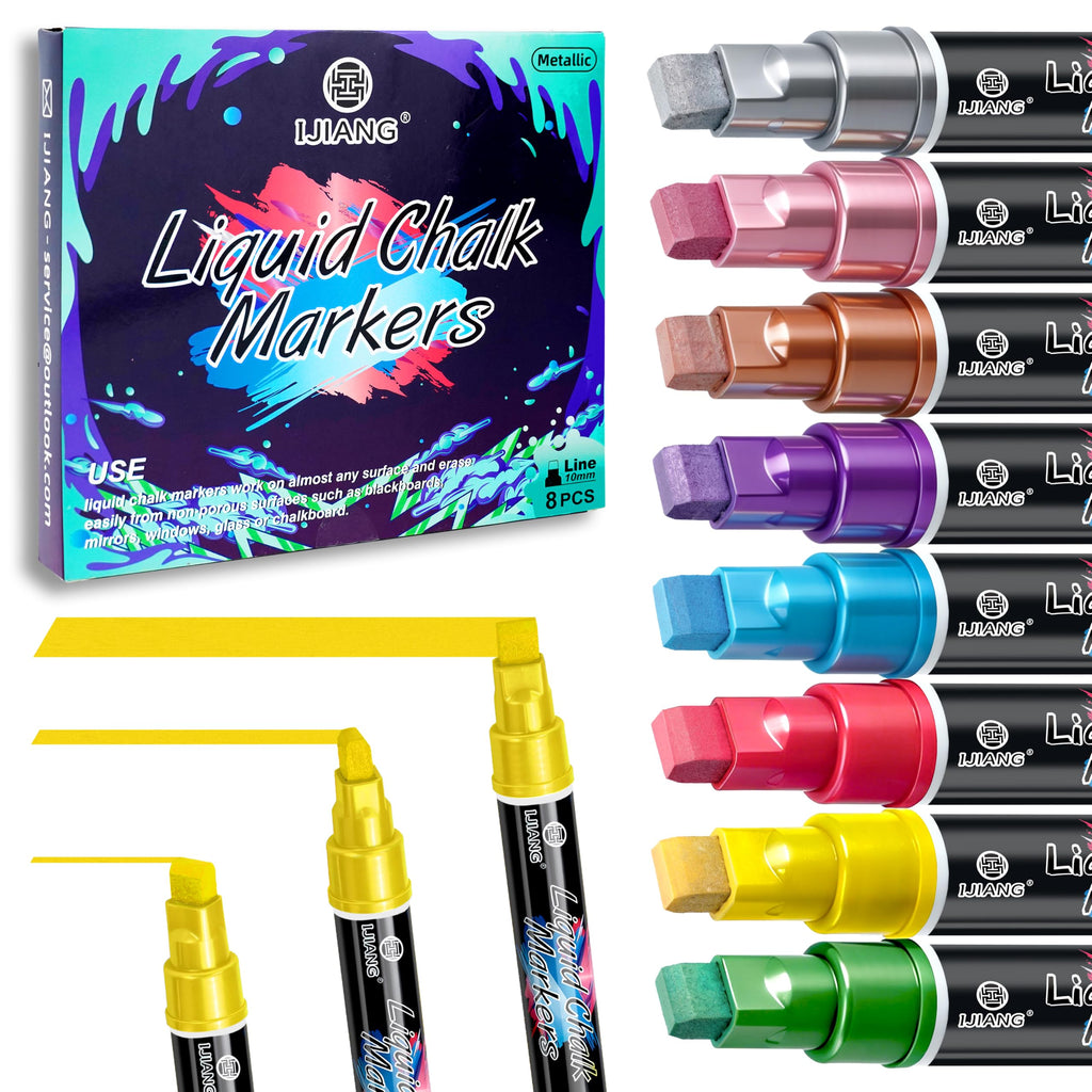 IJIANG Liquid Chalk Markers 8 Pastel Colors Set for Window & Car Surfaces