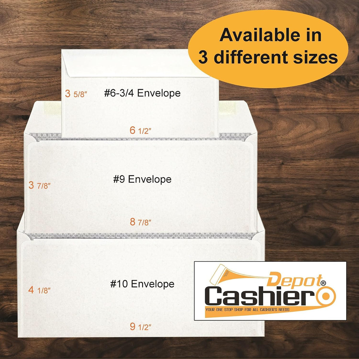 100 Cashier Depot - #10 Business Envelopes with Left Window, 4 1/8 x 9 1/2 Inches