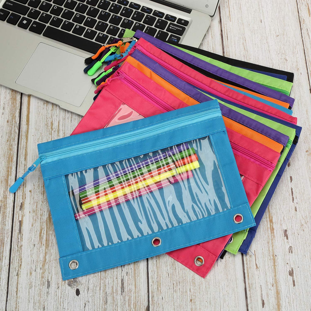 Yopay 14 Pack Pencil Pouch for 3 Ring Binder, Pencil Bags with Zipper for Standard