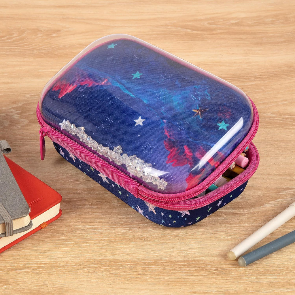 ZIPIT Clear Top Pencil Case for Girls, Durable Pencil Box for School, Stars