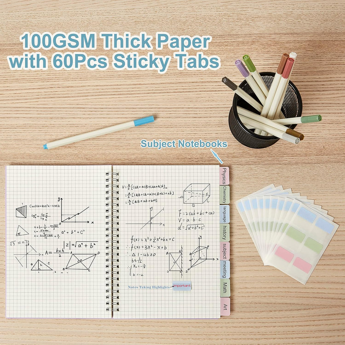 3 Pack Small Spiral Graph Notebook Mini Pocket Size 3.5"x5.5"
